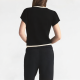 Black Lace-Trimmed Short-Sleeve Top