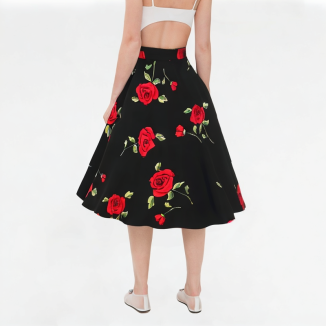Women's High-waisted Floral A-line Skirt 