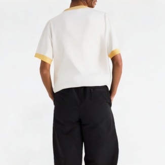 Contrast Color Square Collar Short Sleeves