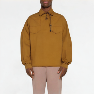 Spring Tie-Cord Lapel Men's Sweatshirt