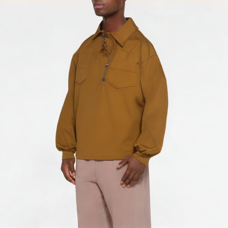 Spring Tie-Cord Lapel Men's Sweatshirt