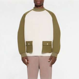 Waffle Contrast Color Sweatshirt 