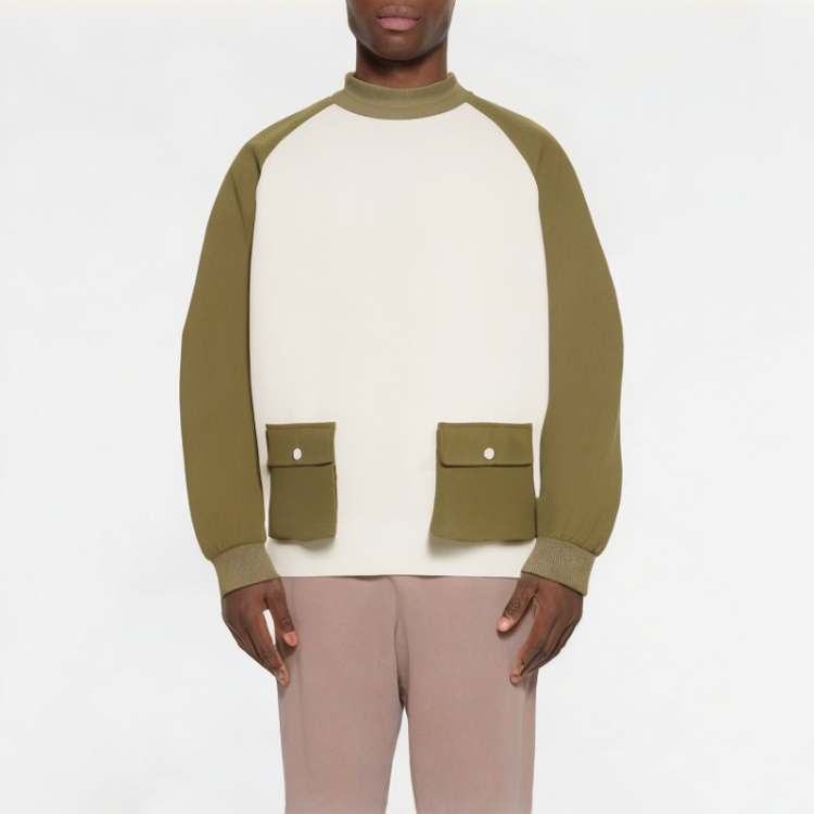 Waffle Contrast Color Sweatshirt 