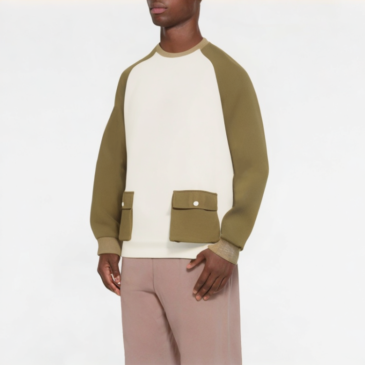 Waffle Contrast Color Sweatshirt 