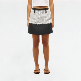 Lace splicing A-line skirt