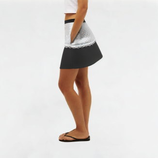 Lace splicing A-line skirt