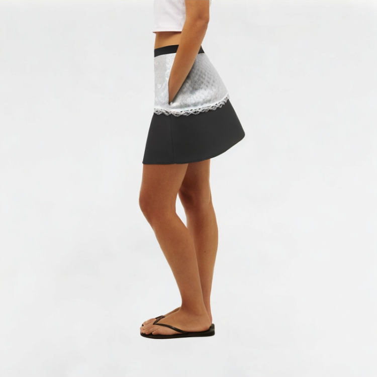 Lace splicing A-line skirt