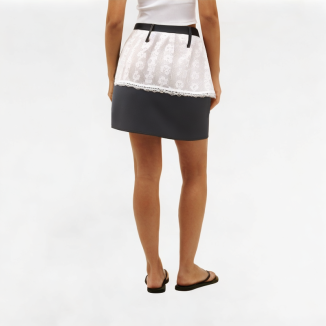 Lace splicing A-line skirt