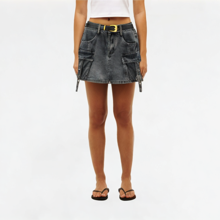 Summer Multi-Pocket Denim Skirt 