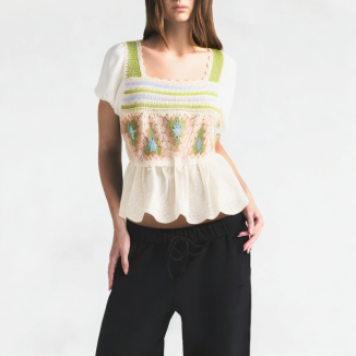 Casual Square Neck Hollow Short Sleeves 
