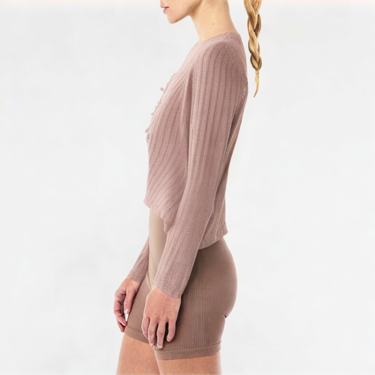 Retro Pleated V-neck Knitted Long Sleeve 