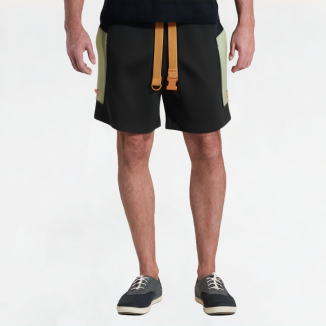 Contrast-Color Drawstring Work Shorts 