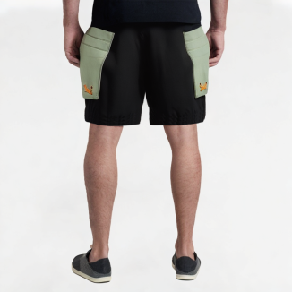 Contrast-Color Drawstring Work Shorts 