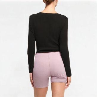 Contrast Color Tie Fake Two-Piece Long Sleeves
