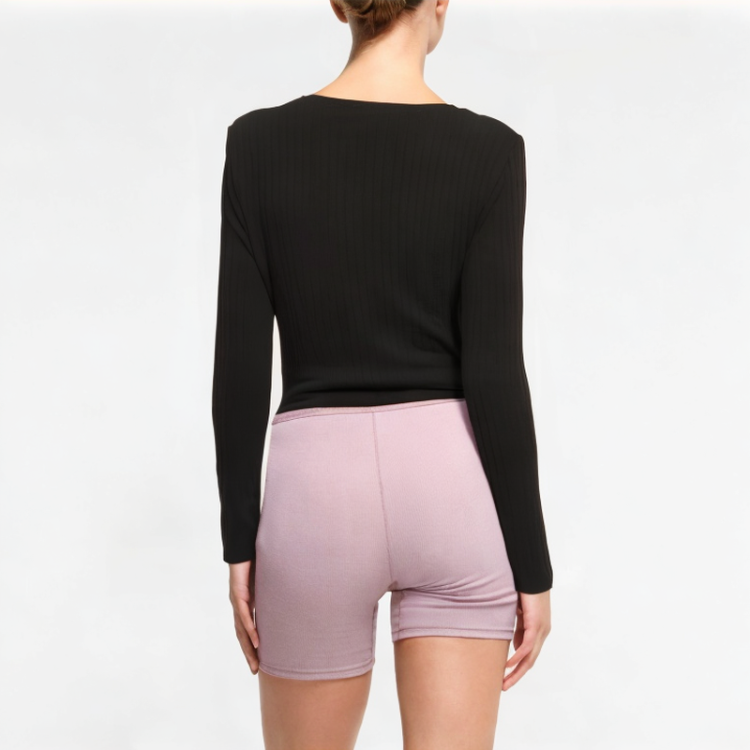 Contrast Color Tie Fake Two-Piece Long Sleeves