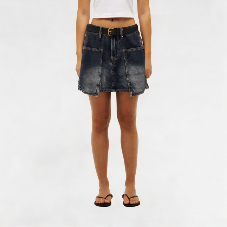 Retro Denim High Waist Skirt
