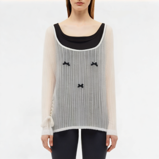 Translucent Splicing Suspender Long Sleeve 