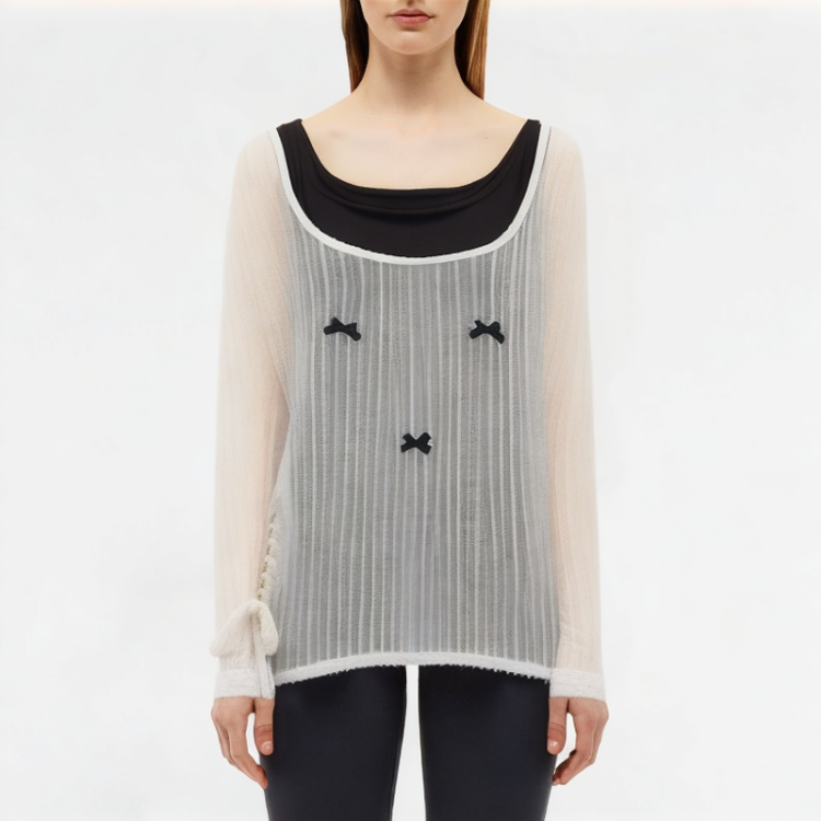 Translucent Splicing Suspender Long Sleeve 
