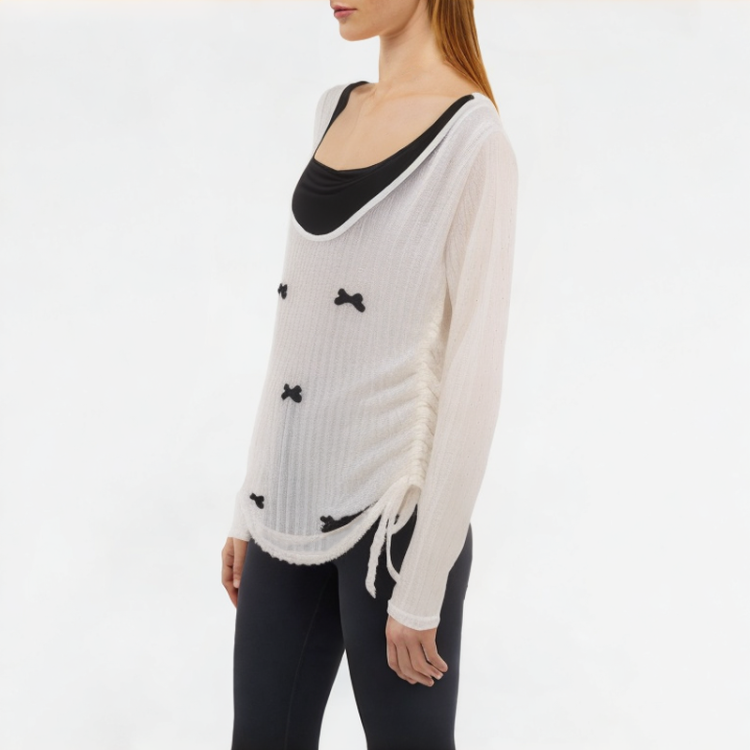 Translucent Splicing Suspender Long Sleeve 