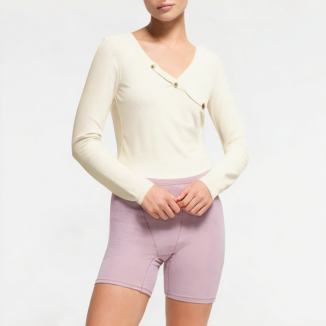 High-End V-Neck Straight Shoulder Long Sleeves 
