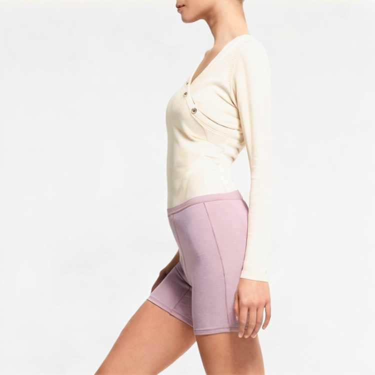 High-End V-Neck Straight Shoulder Long Sleeves 
