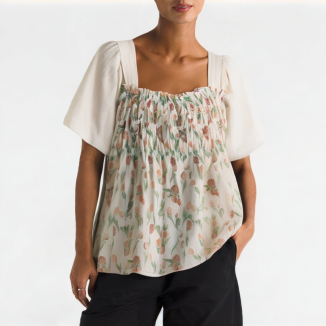 Chiffon Floral Short Sleeves 