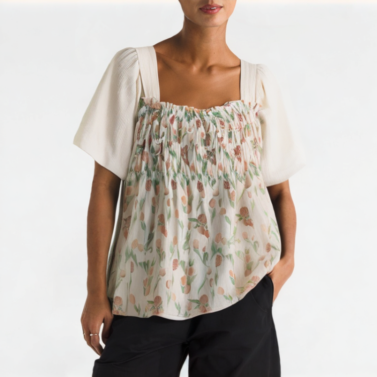 Chiffon Floral Short Sleeves 
