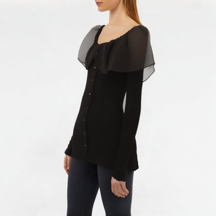 Spring Ruffle Knitted Long Sleeves