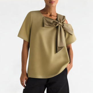 Bowknot Off-Shoulder Short Sleeves