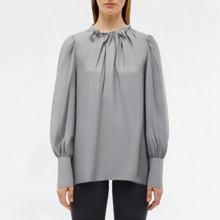 Ruffled Pullover Shirt Long Sleeves 