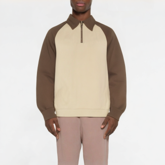 Casual Half-Zip Lapel Color-Blocking Sweatshirt 