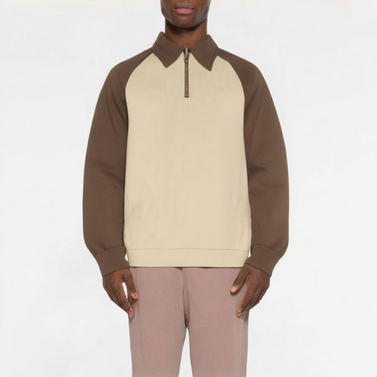 Casual Half-Zip Lapel Color-Blocking Sweatshirt 