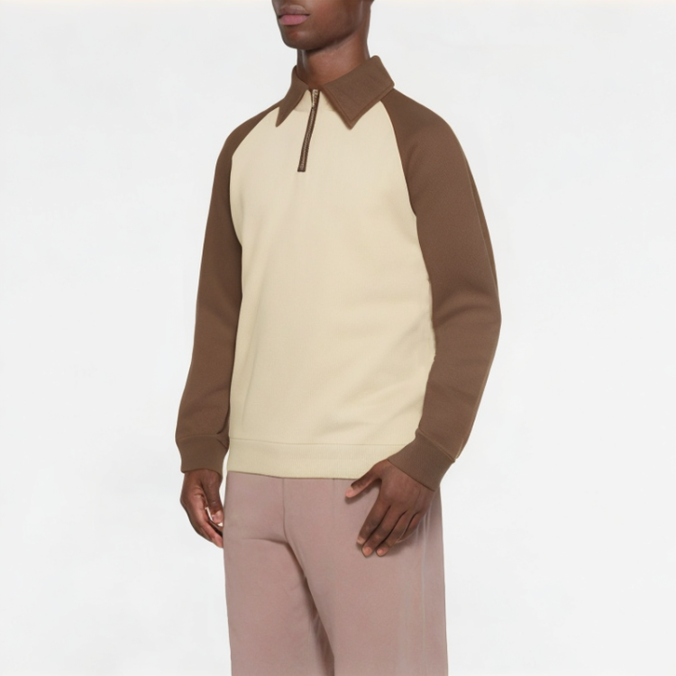 Casual Half-Zip Lapel Color-Blocking Sweatshirt 