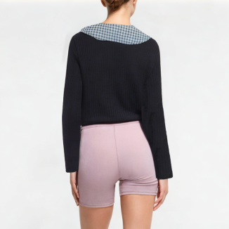 Women's Contrast Plaid Splicing Long Sleeve