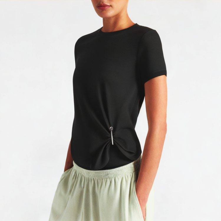 Summer Short Black Round Neck Short Sleeve
