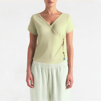 Solid Color V-Neck Short Sleeve