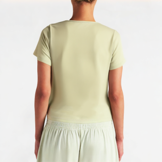 Solid Color V-Neck Short Sleeve