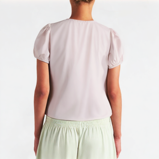 High-End Pleated Puff Sleeve Short-Sleeve