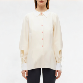 Lace-Up Lapel Shirt Long Sleeve 