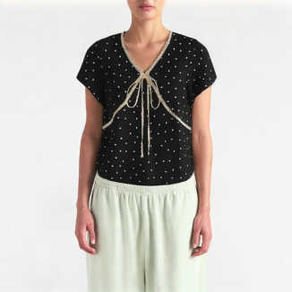 Lace V-Neck Short Sleeves