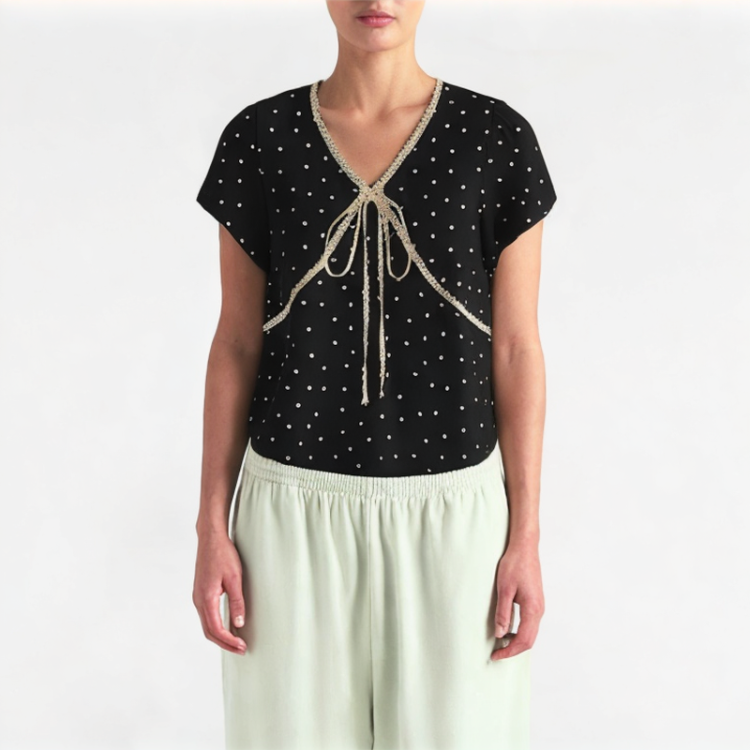 Lace V-Neck Short Sleeves