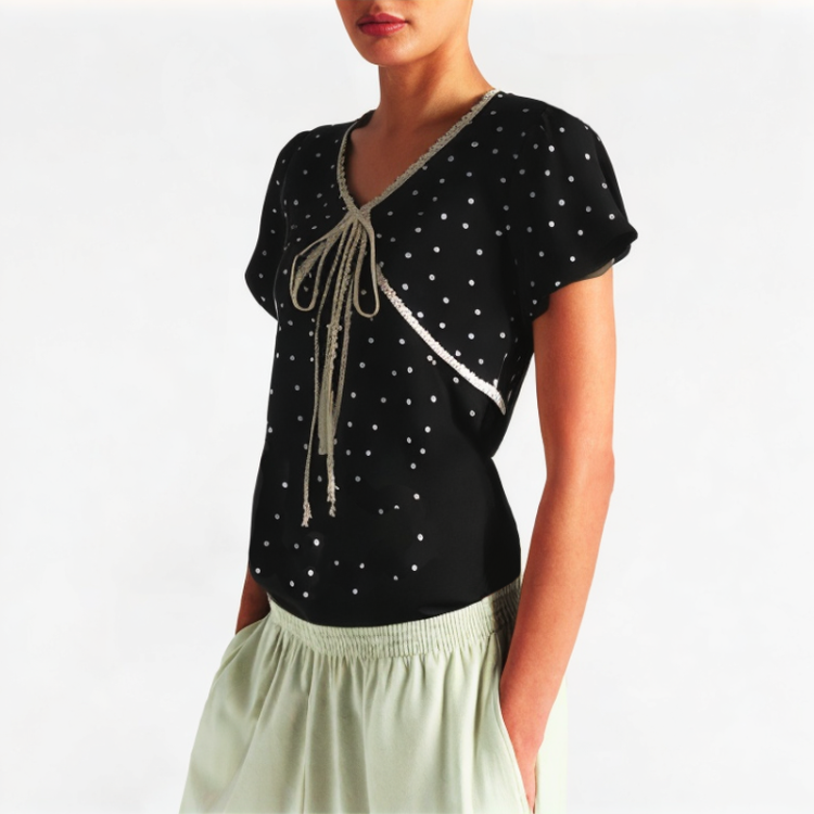 Lace V-Neck Short Sleeves
