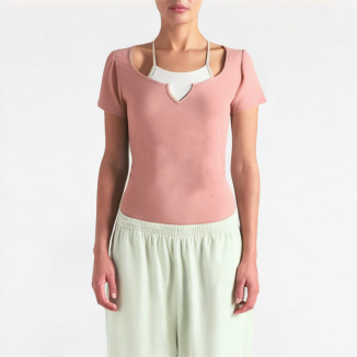 Fake Two-Piece Layered Sling Short Sleeves