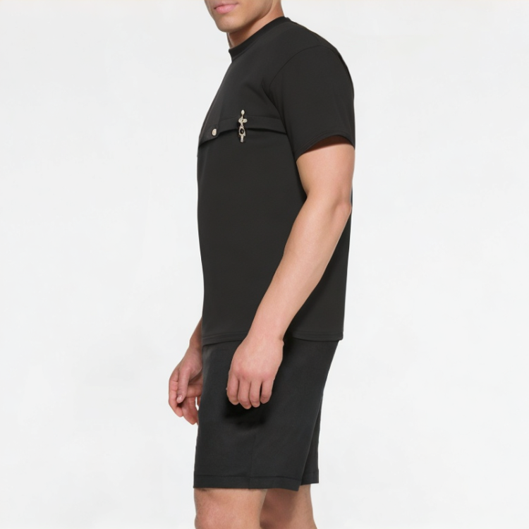 Trendy Metal Flying Button Short Sleeve 