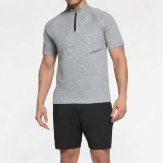 Loose Solid Color Half-Zip Short Sleeves