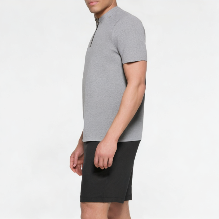 Loose Solid Color Half-Zip Short Sleeves