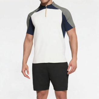 Half-Zip Contrast Sports Short Sleeves 