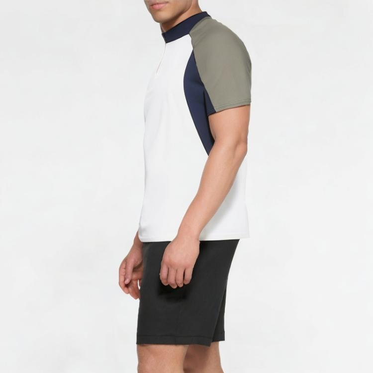 Half-Zip Contrast Sports Short Sleeves 