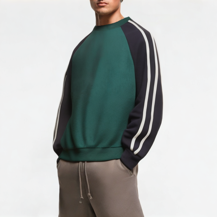 Men's Casual Contrasting Round Neck Sweatshirt 