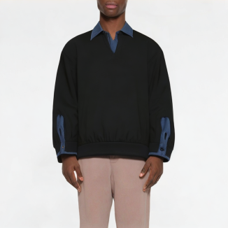 High Quality Stitching Contrasting Fake Two-Piece Sweatshirt 